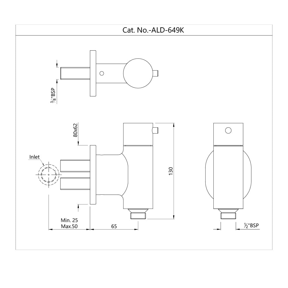 Jaquar Exposed Part Kit of Concealed Thermostatic Valve Allied series ALD-GBP-649K Gold Bright PVD - image 2