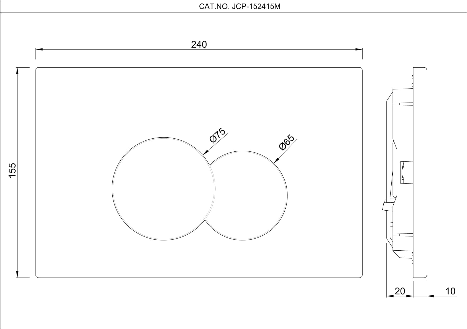 Jaquar Control Plate Opal Flush Plates series JCP-BCH-152415M Black Chrome - image 3