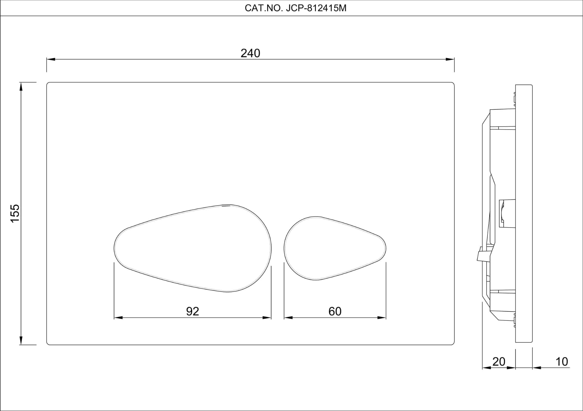 Jaquar Control Plate Vignette Prime Flush Plates series JCP-BCH-812415M Black Chrome - image 3