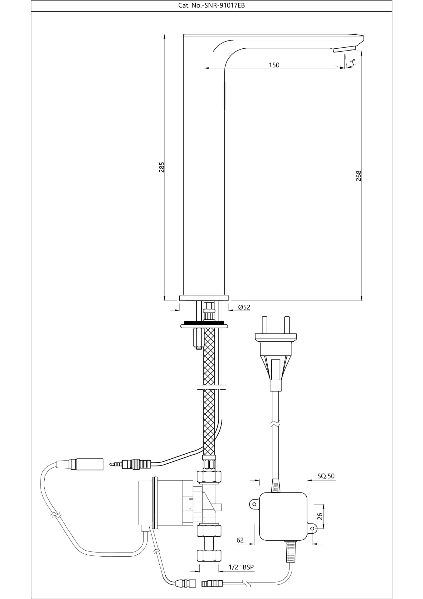 Jaquar Laguna Tall Boy Sensor Faucet Laguna series SNR-CHR-91017EB Chrome - image 2