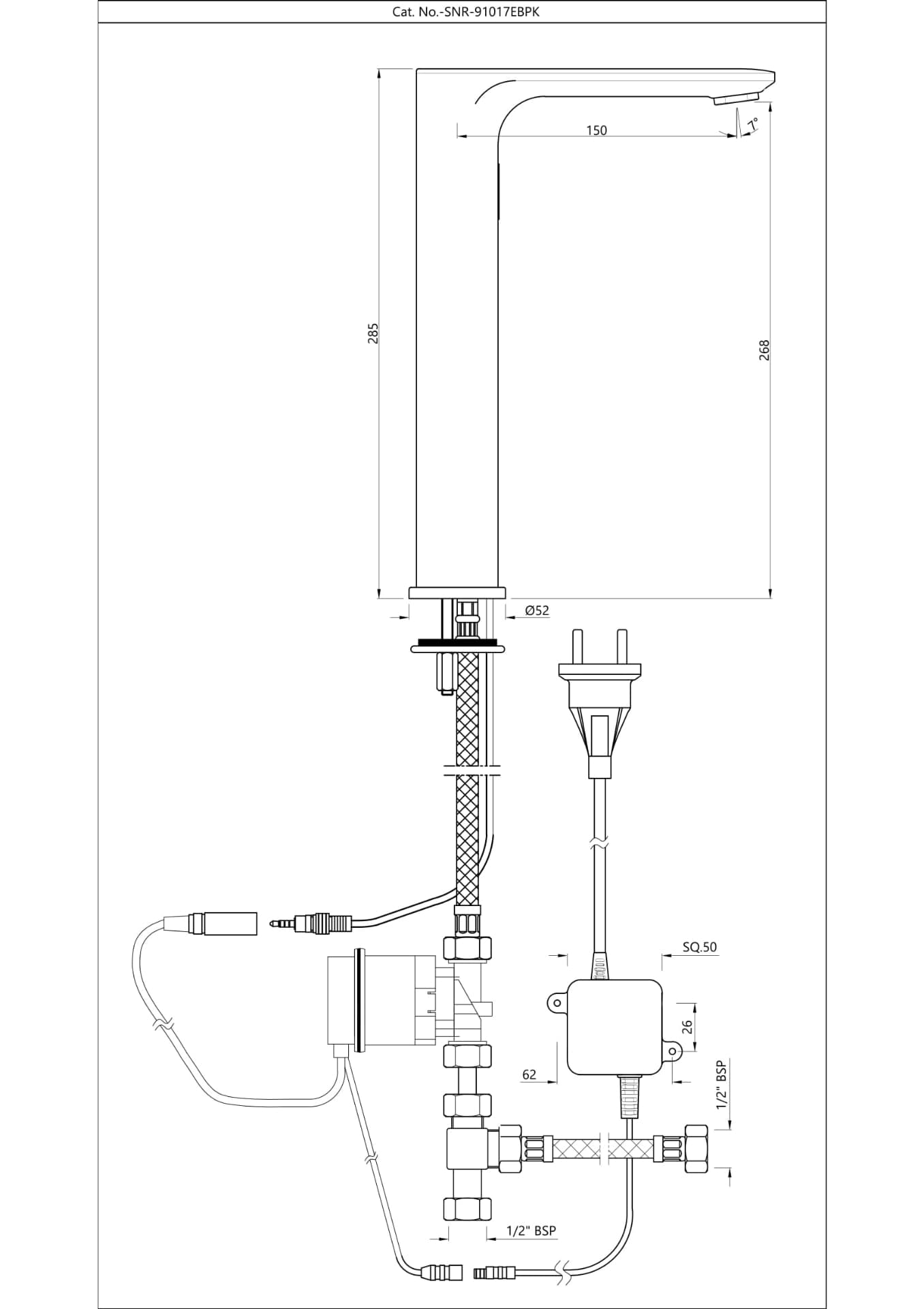 Jaquar Laguna Tall Boy Sensor Faucet Laguna series SNR-CHR-91017EBPK Chrome - image 2