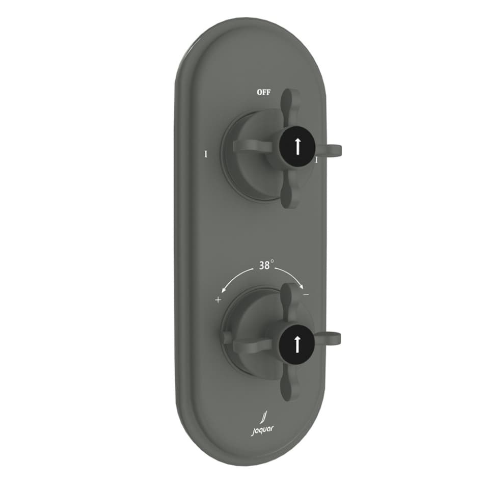 Jaquar 2 way thermostatic diverter Queens Prime normal flow QQP-GRF-7681NKPM Graphite
