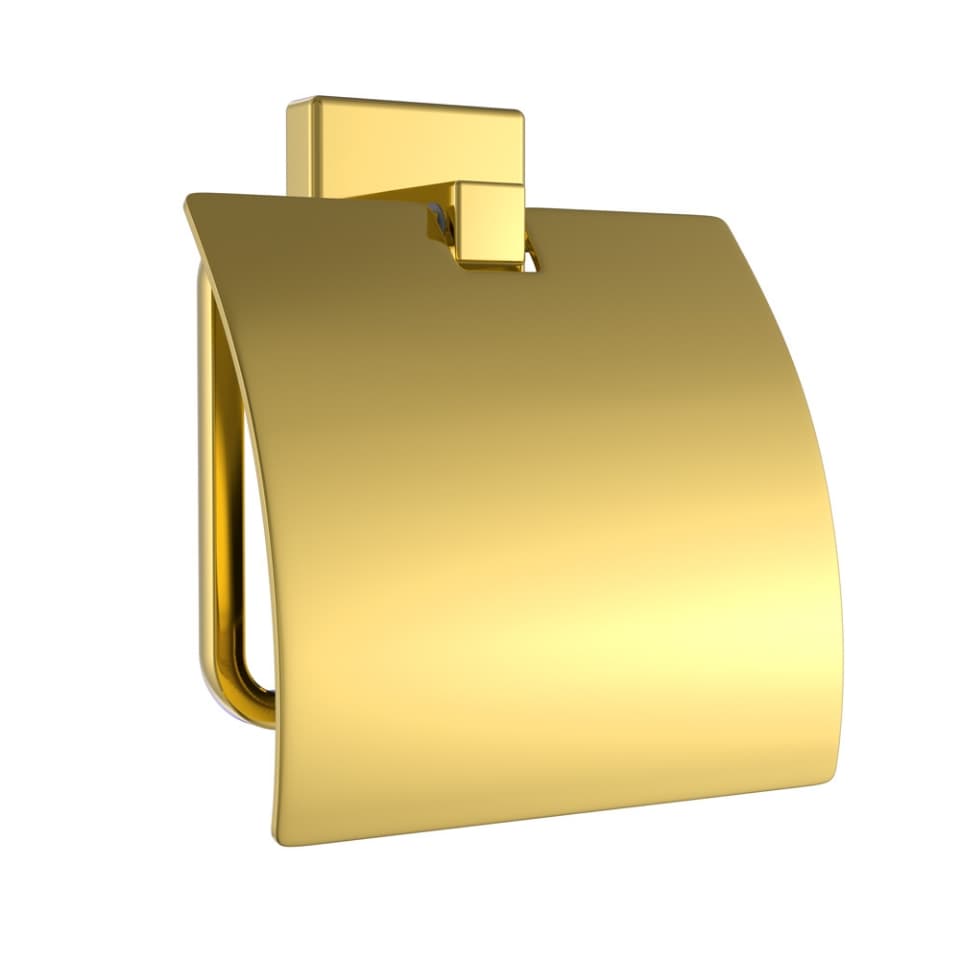 Jaquar Toilet Roll Holder with Stainless Steel Flap Kubix Prime Bathroom Accessories series AKP-GBP-35753PS Gold Bright PVD - image 1