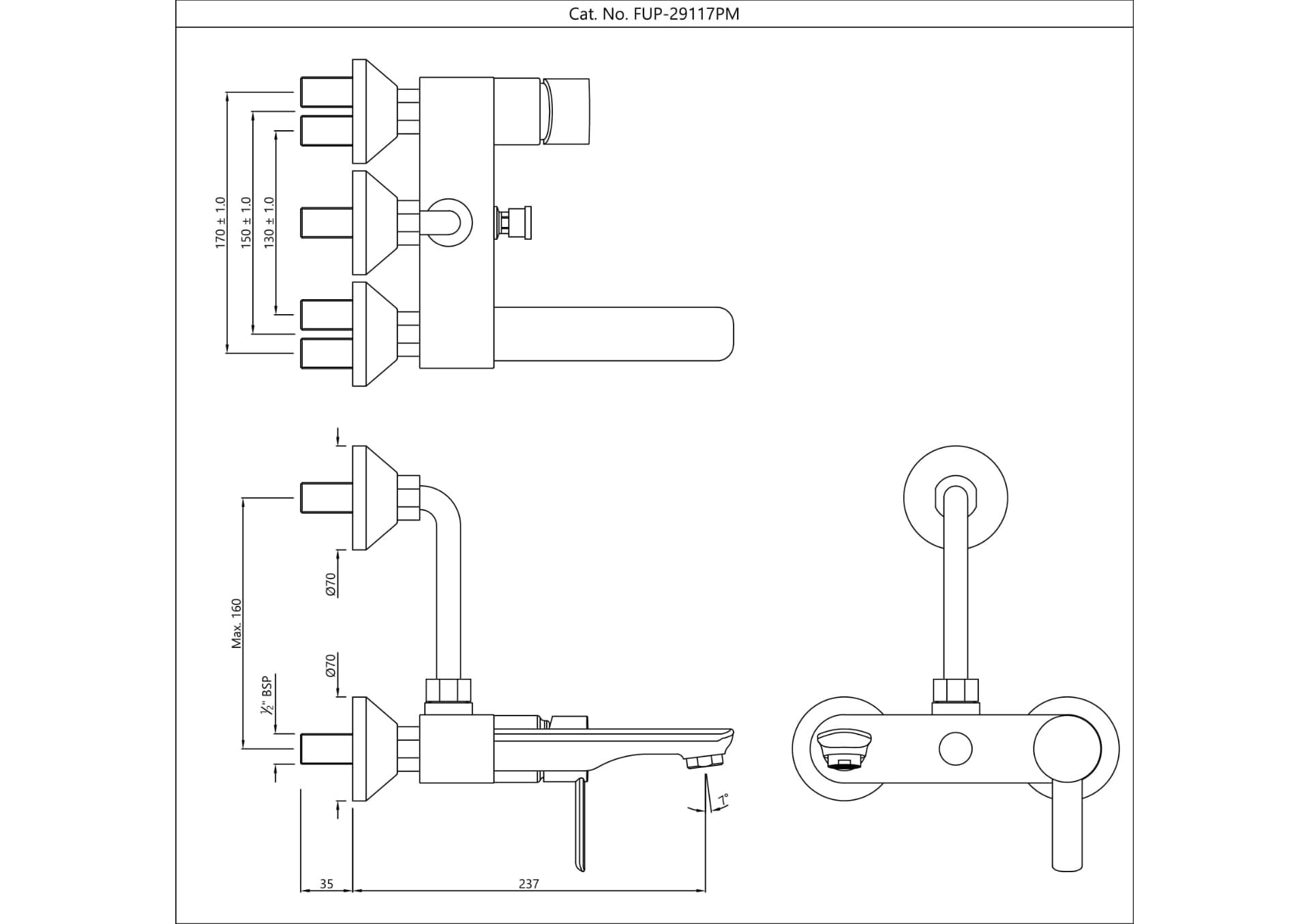 Jaquar Single Lever Wall Mixer Fusion Prime series FUP-BCH-29117PM Black Chrome - image 2