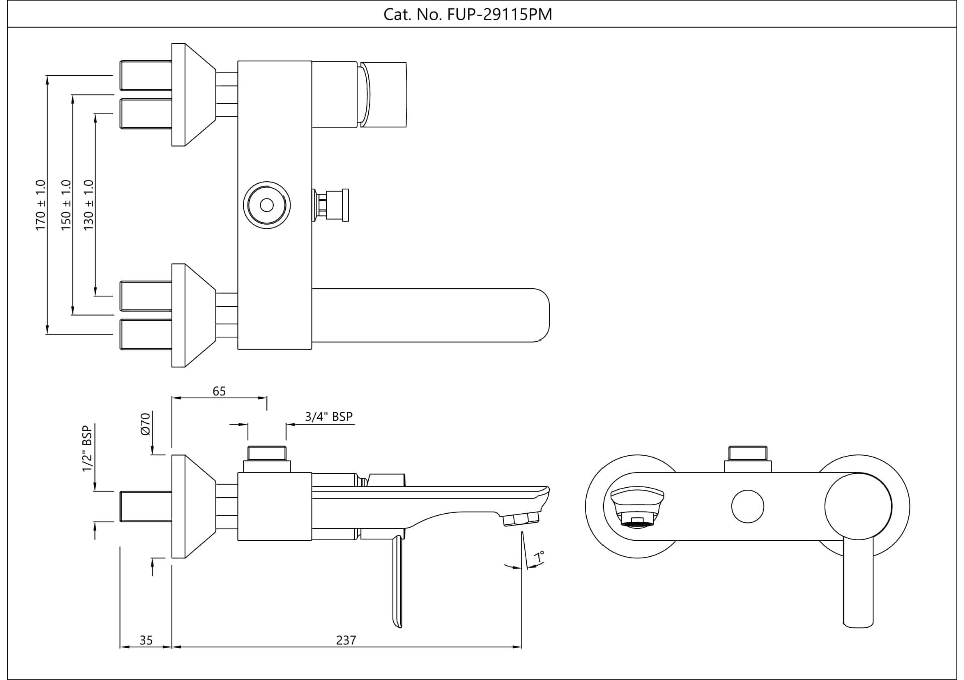 Jaquar Single Lever Wall Mixer Fusion Prime series FUP-BCH-29115PM Black Chrome - image 2