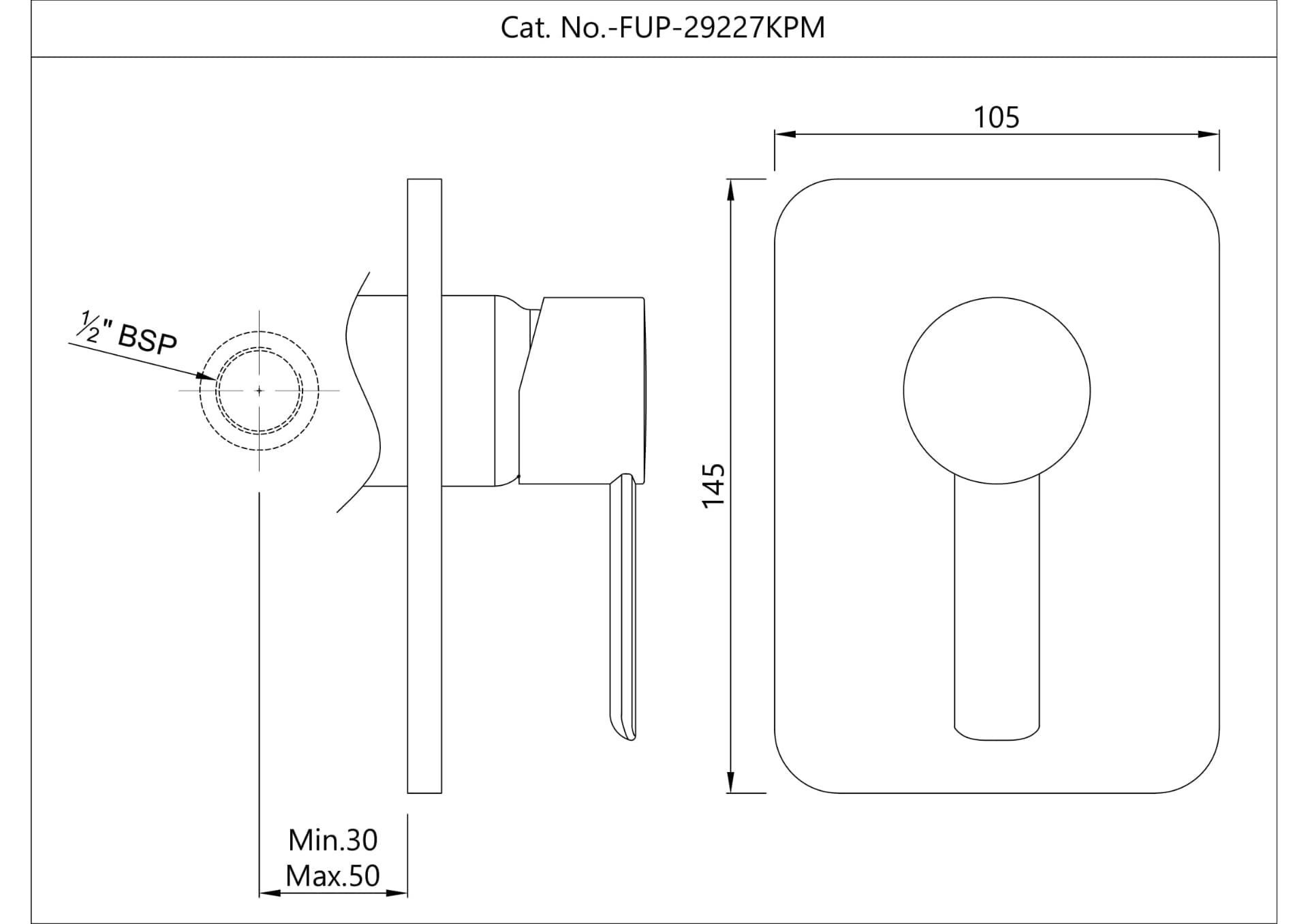 Jaquar Single Lever Exposed Parts Kit of Deusch Mixer Fusion Prime series FUP-BGP-29227KPM Standard - image 2