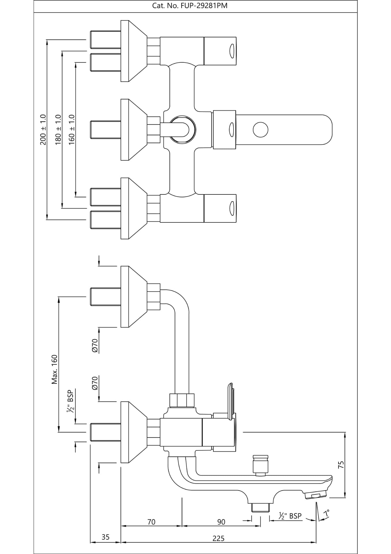 Jaquar Wall Mixer 3-in-1 System Fusion Prime series FUP-BGP-29281PM Standard - image 2