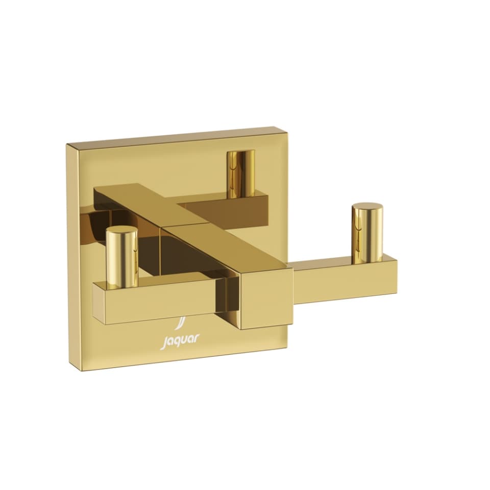 Jaquar Double Coat Hook Kubix Prime Bathroom Accessories series AKP-GBP-35761P Gold Bright PVD - image 1