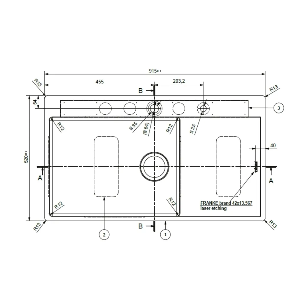 Franke stainless steel sink box elite box elite bxx 211 111 92 ( 36 x 20 inches ) BXX-211-111-92 Satin - image 6