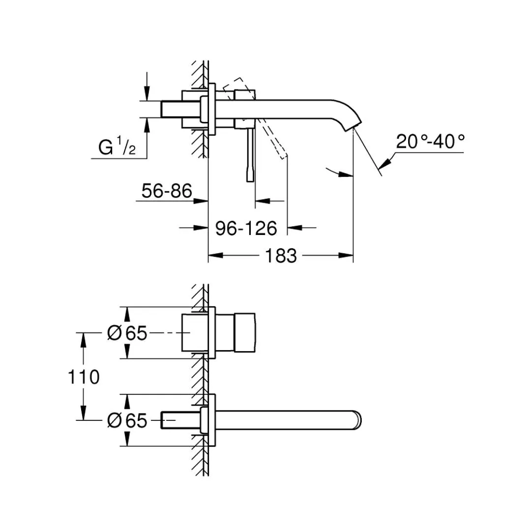 Grohe wall mounted basin mixer essence 19408GL1 19408GL1 Cool Sunrise - image 2
