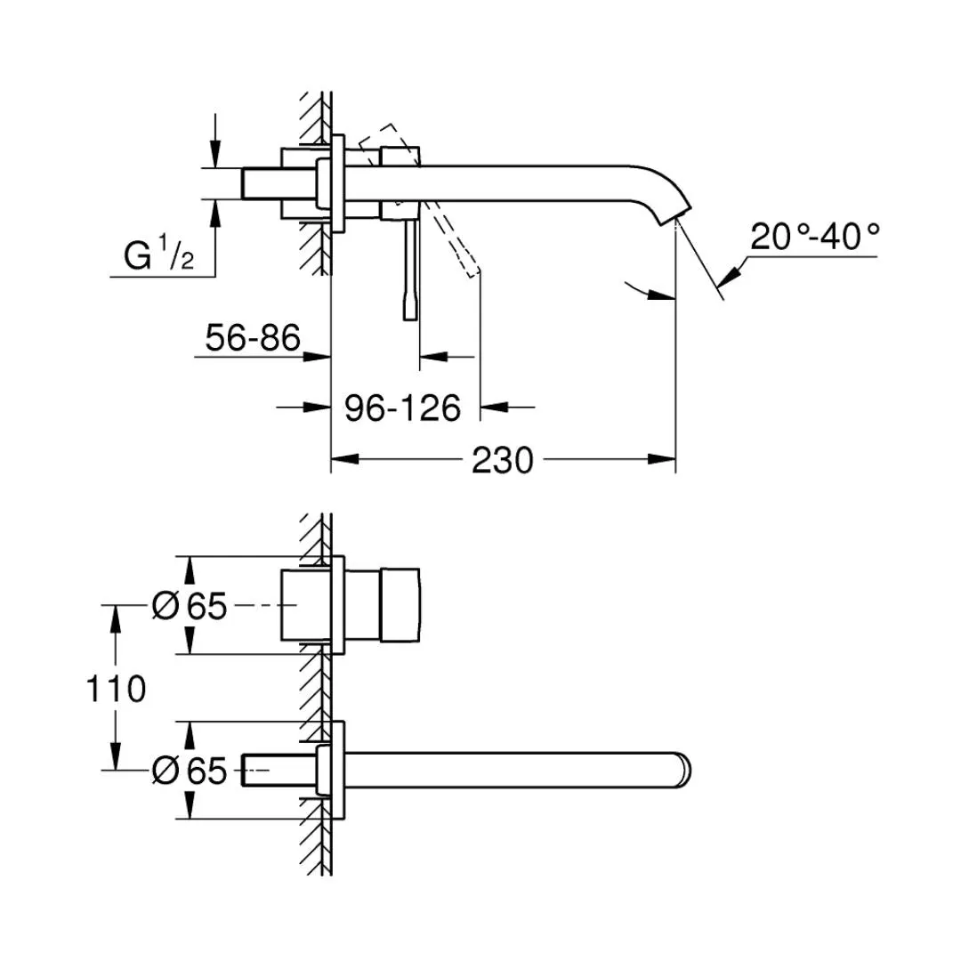 Grohe wall mounted basin mixer essence 19967001 19967001 Chrome - image 2