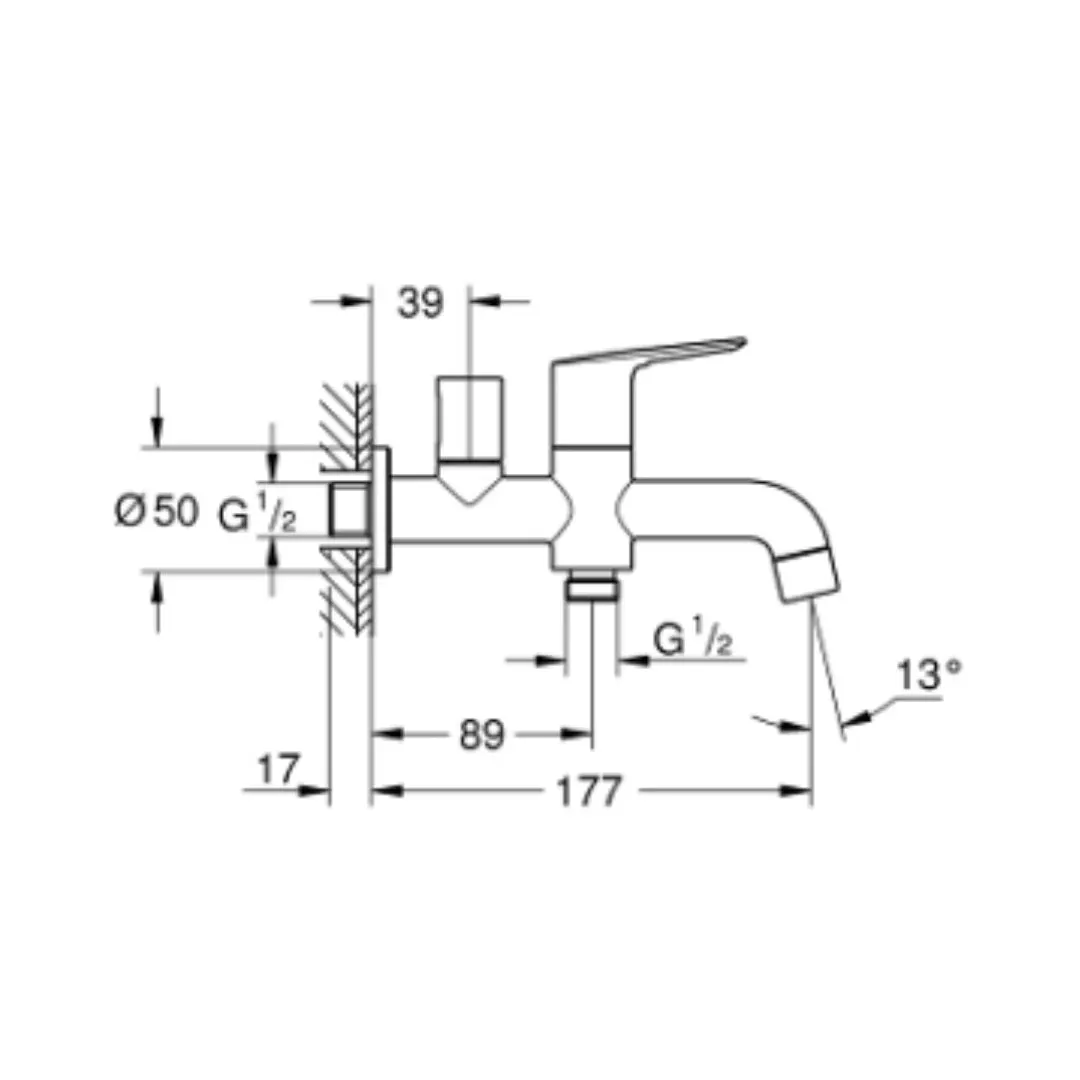 Grohe wc area 2 way bib tap bauloop 20283001 20283001 Chrome - image 4
