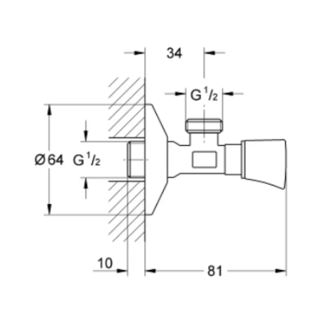 Grohe basin area angle valve baucontemporary neutral 2201100M 2201100M Chrome - image 2
