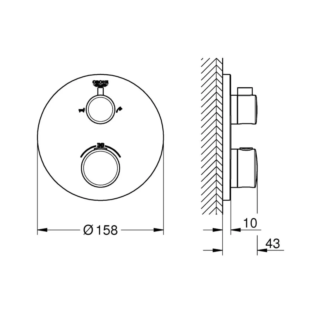 Grohe 2 way thermostatic diverter grohtherm 24077000 24077000 Chrome - image 3