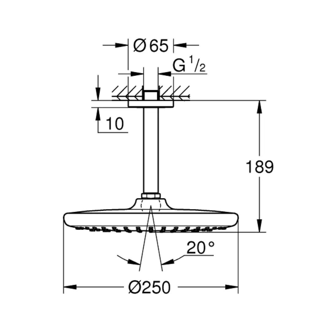 Grohe single flow overhead shower tempesta 26664000 26664000 Chrome - image 4