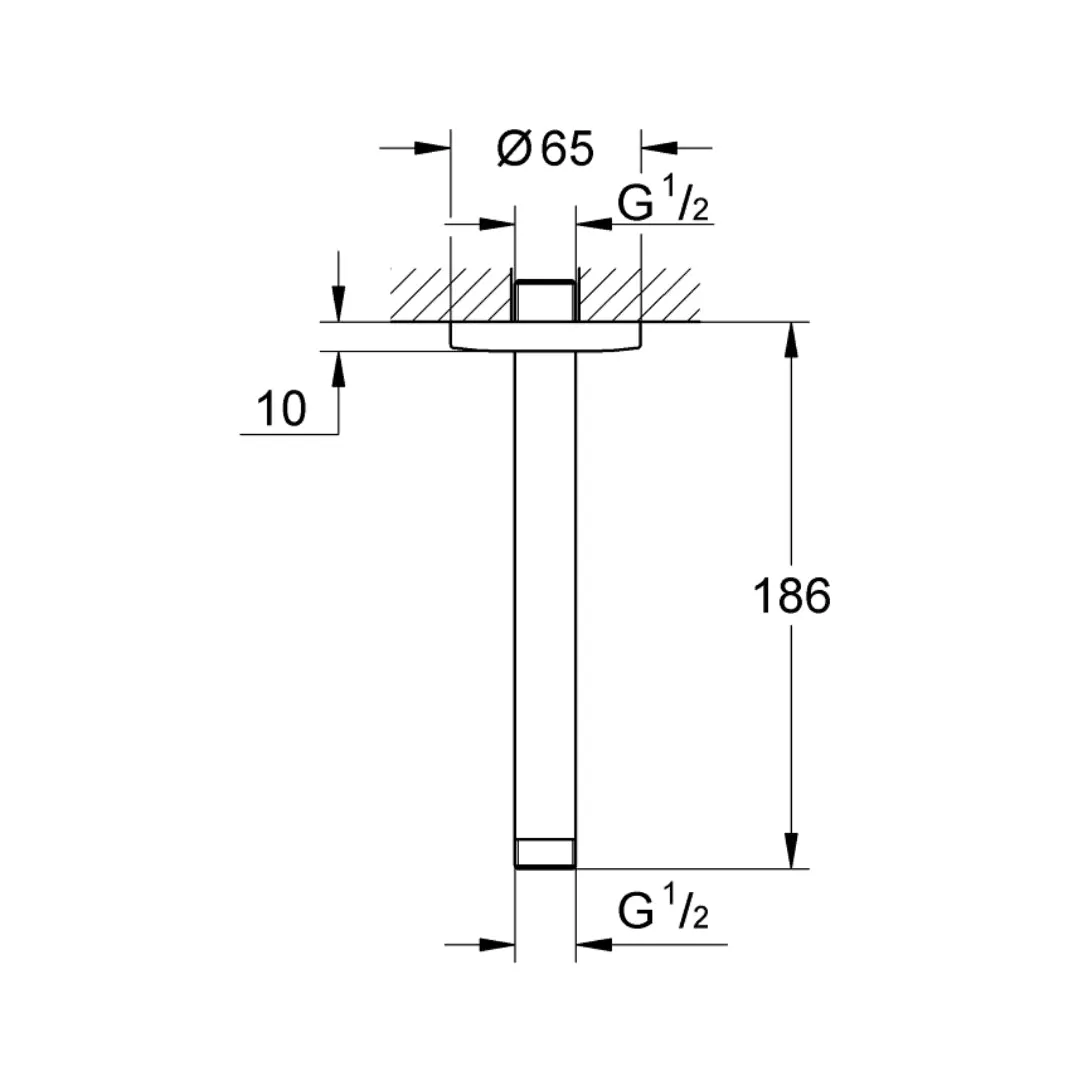 Grohe ceiling mounted round 186 mm shower arm 27559000 B-SA-SA-GRO-S-00157 Chrome - image 2