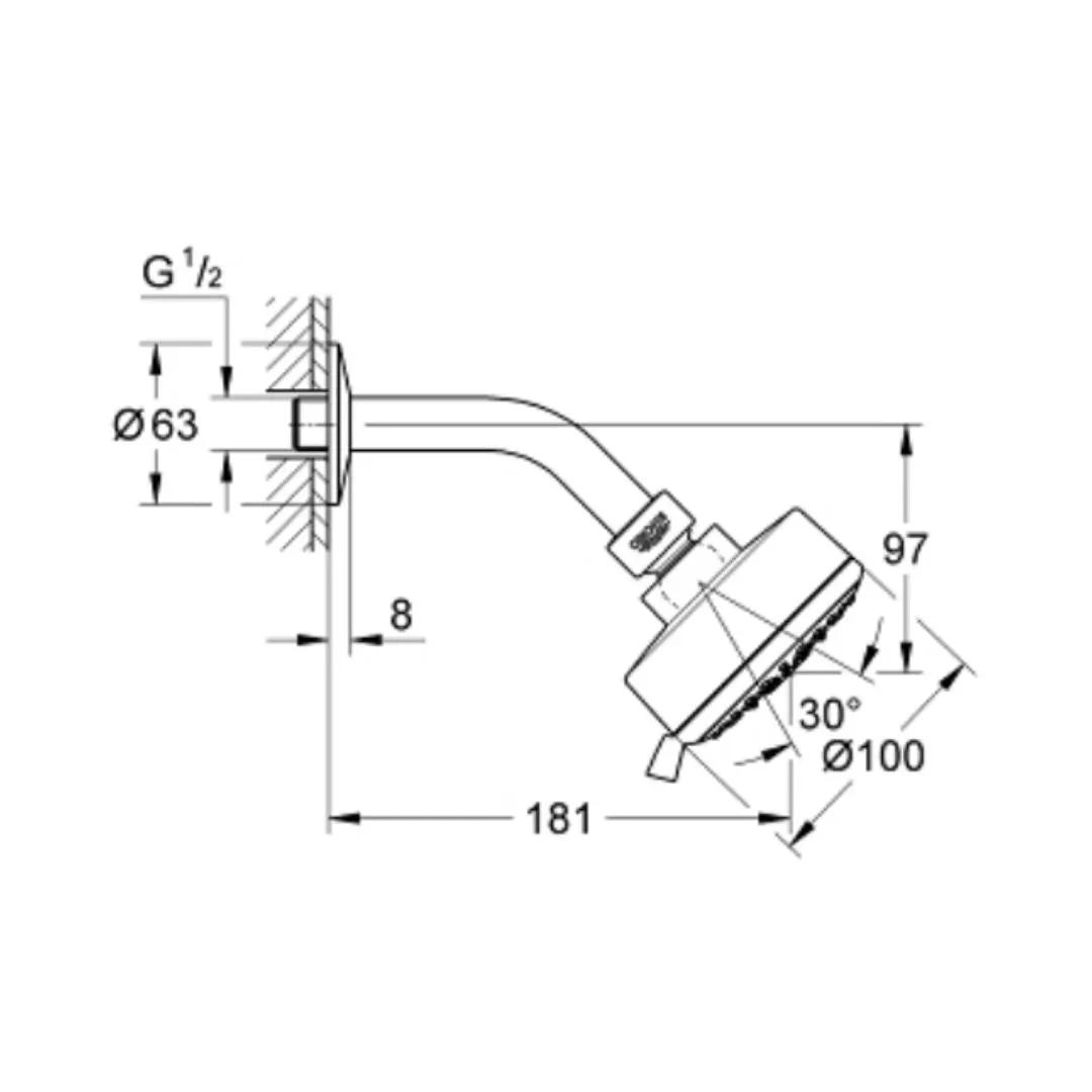 Grohe multi flow overhead Shower Cosmopolitan series 27869001 27869001 Chrome - image 2