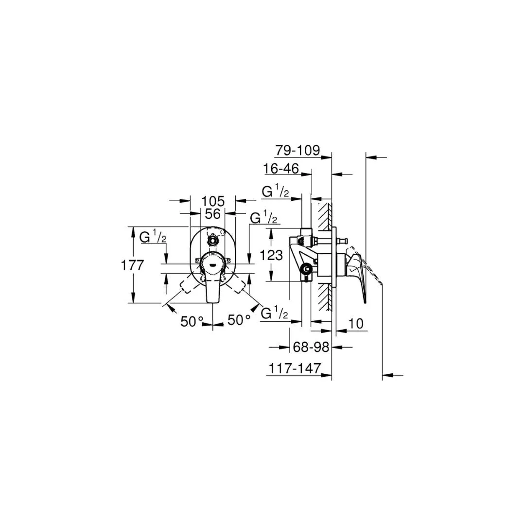 Grohe 2 way diverter bauflow 29045000 29045000 Chrome - image 2