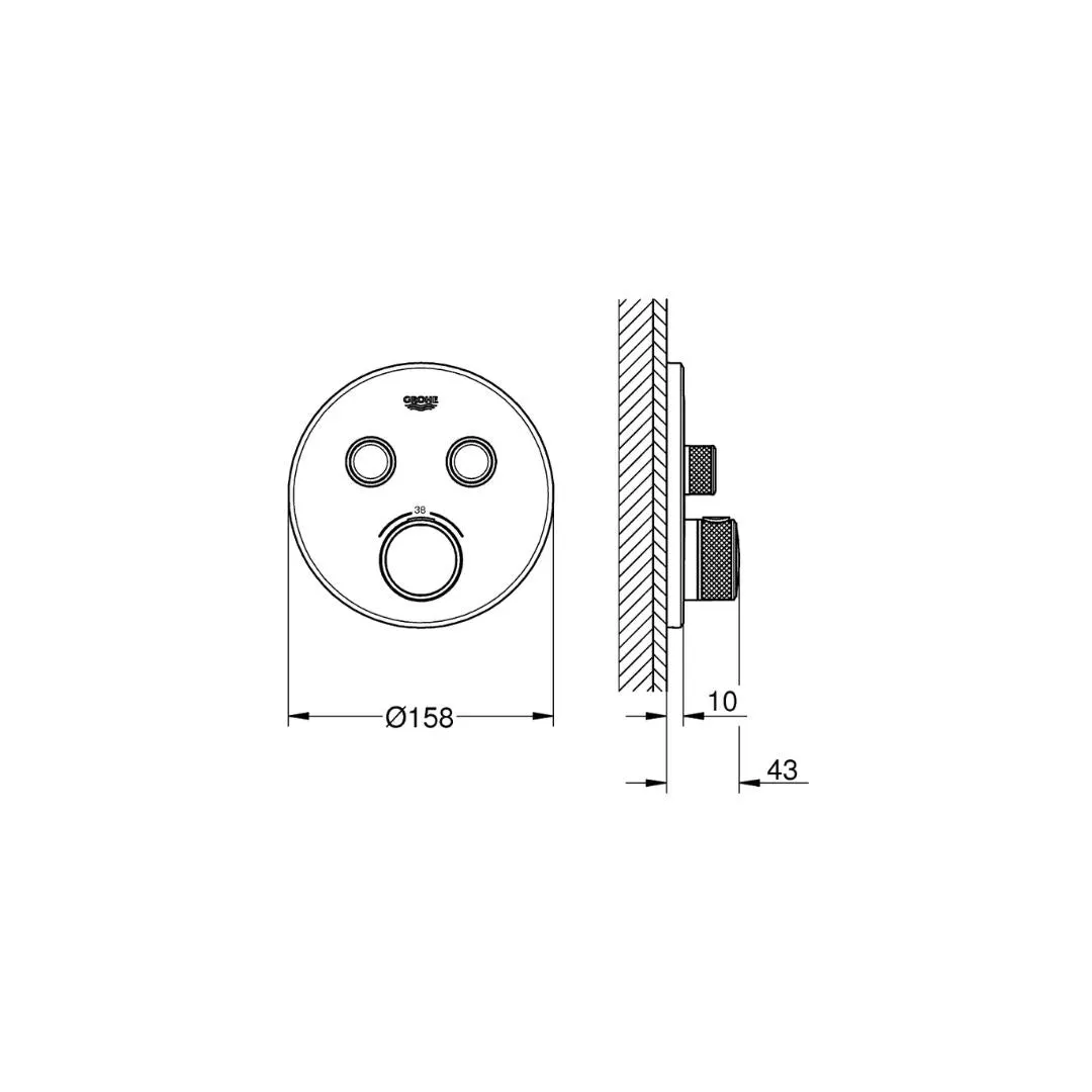 Grohe 2 way thermostatic diverter smartcontrol 29119000 29119000 Chrome - image 2