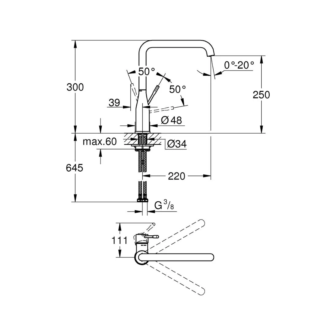 Grohe table mounted regular kitchen sink mixer essence 30269DL0 with swinging spout in brushed warm sunset finish 30269DL0 Standard - image 2