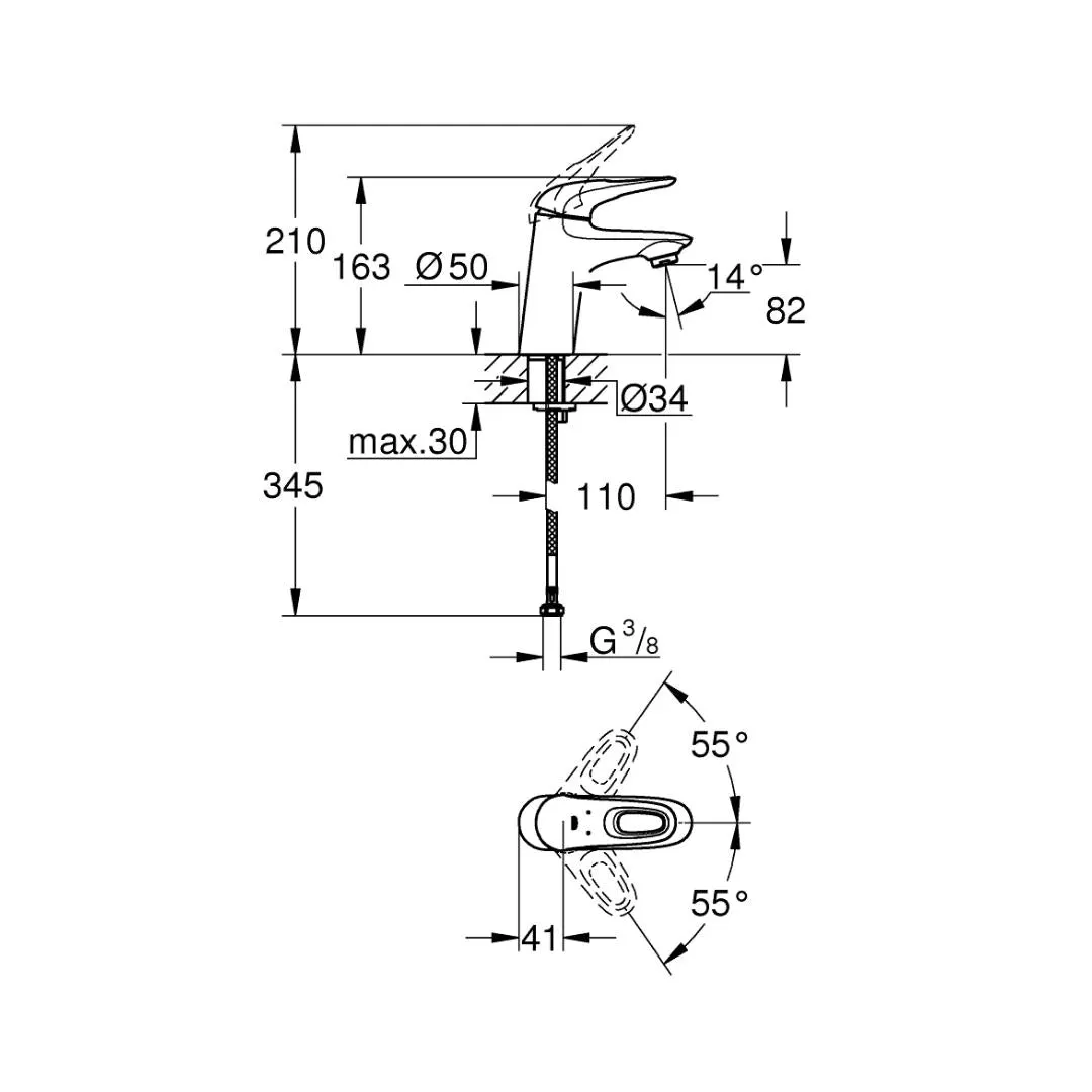 Grohe table mounted tall boy basin mixer eurostyle loop 32468003 32468003 Chrome - image 2