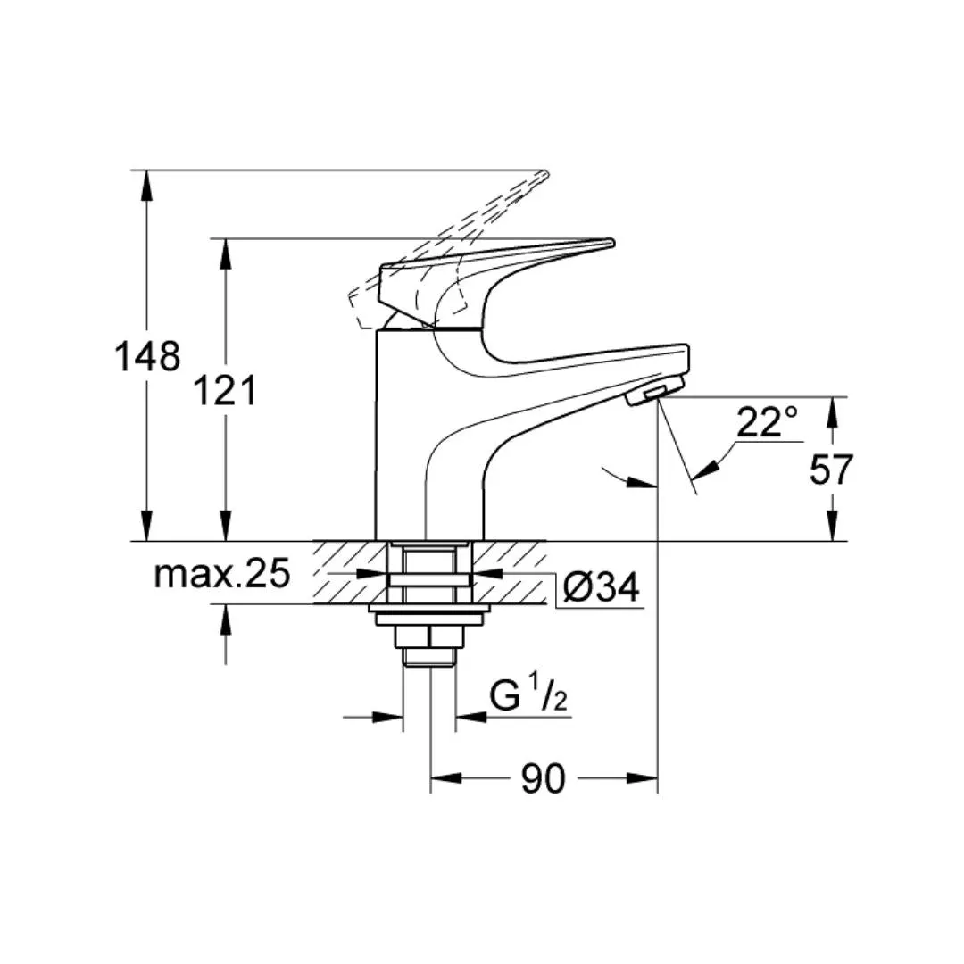Grohe table mounted regular basin tap bauflow 32813000 32813000 Chrome - image 2