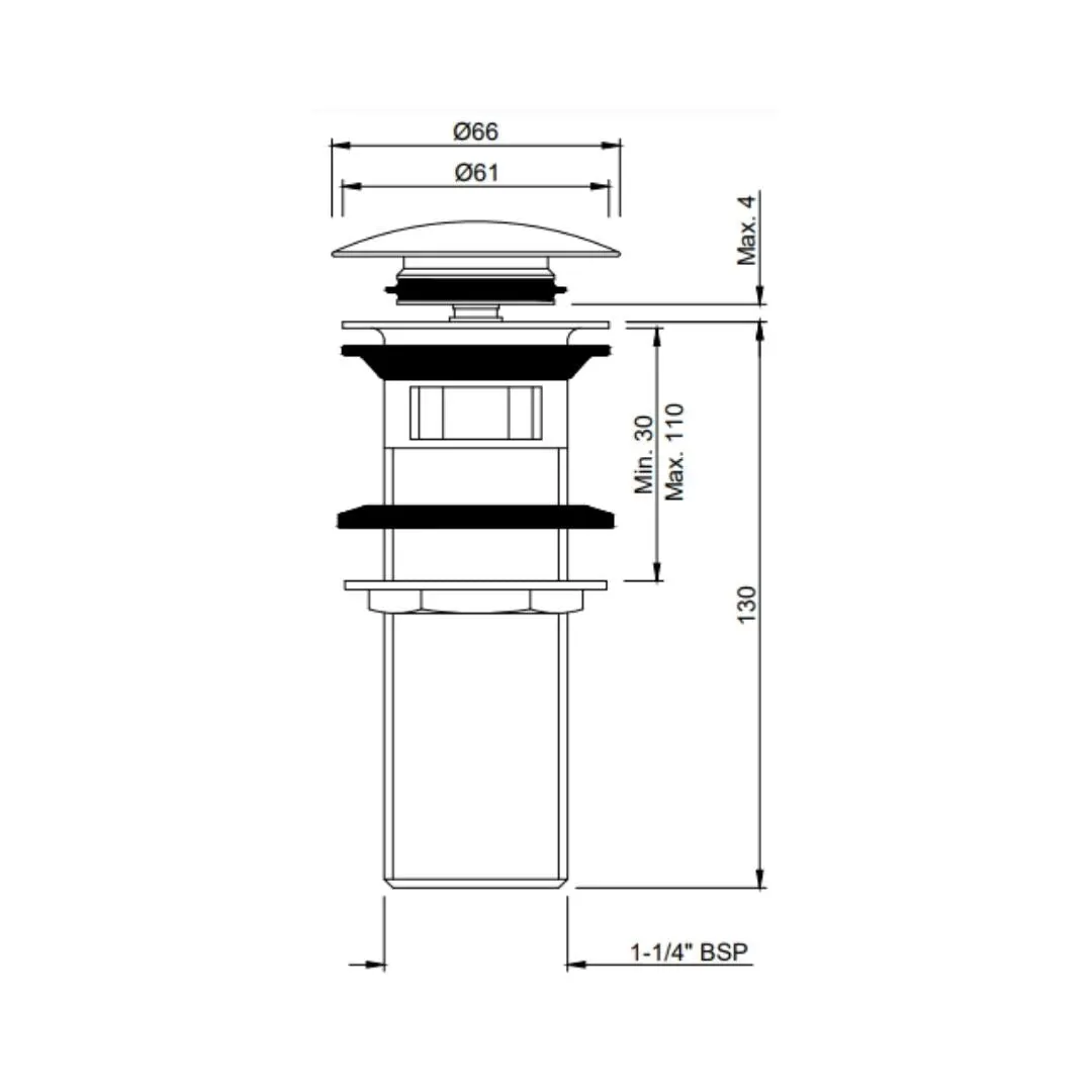 Jaquar 5 inches pop-up waste coupling ALD-BLM-729L130 Black Matt - image 2