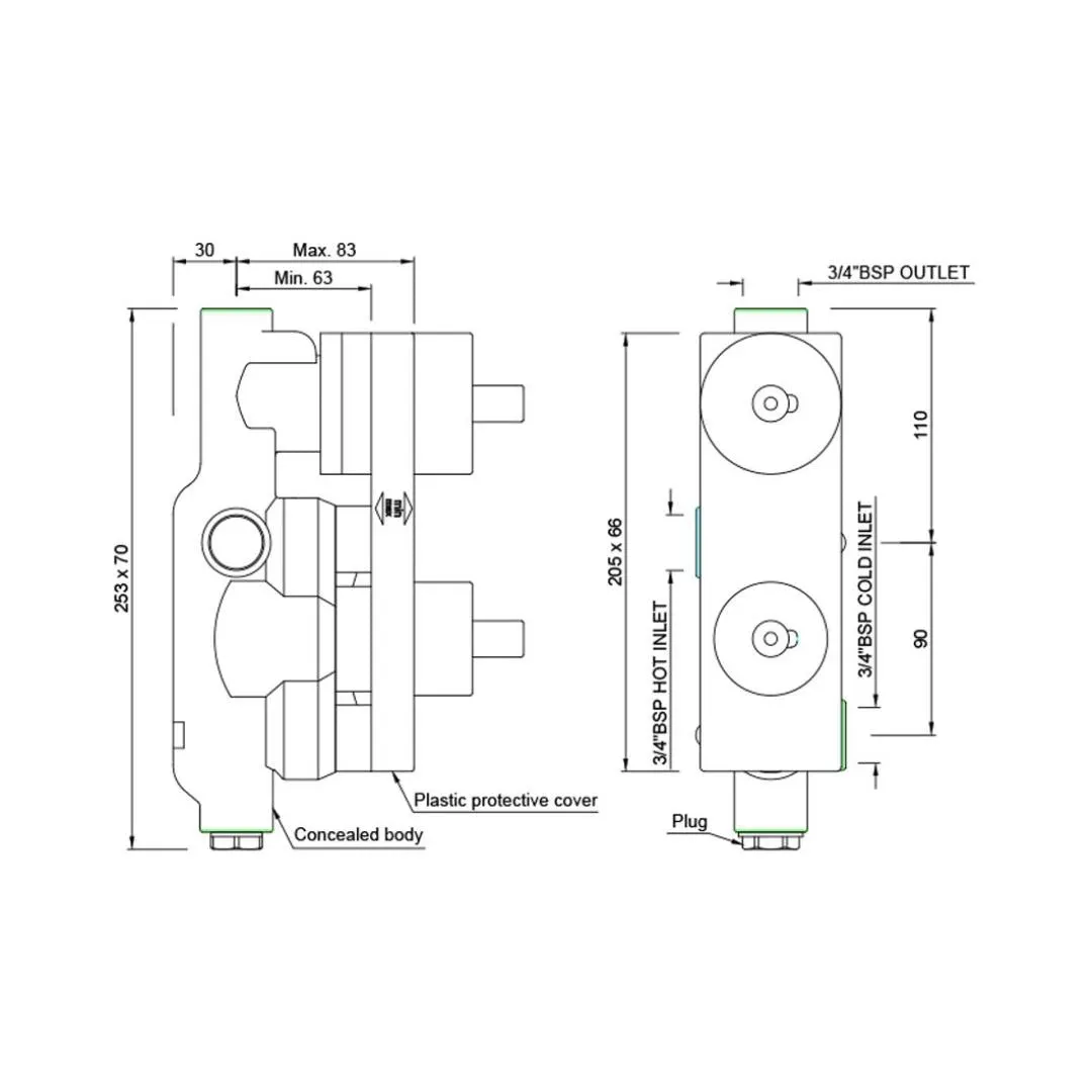 Jaquar 1 way thermostatic diverter valve Aquamax ALD-CHR-661N Standard - image 2