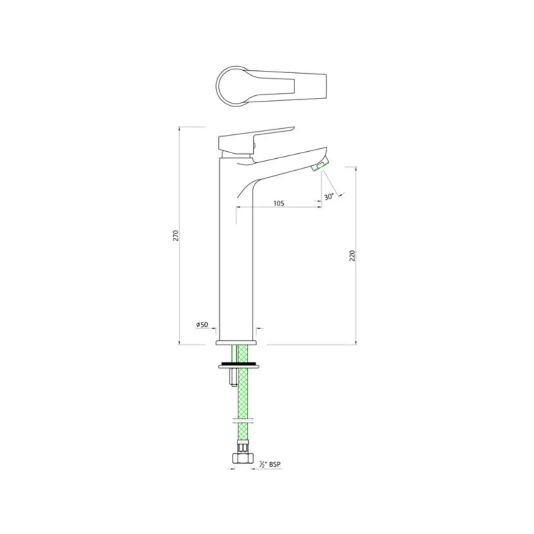 Essco table mounted tall boy basin mixer Aspire APR-CHR-101005NB Chrome - image 3