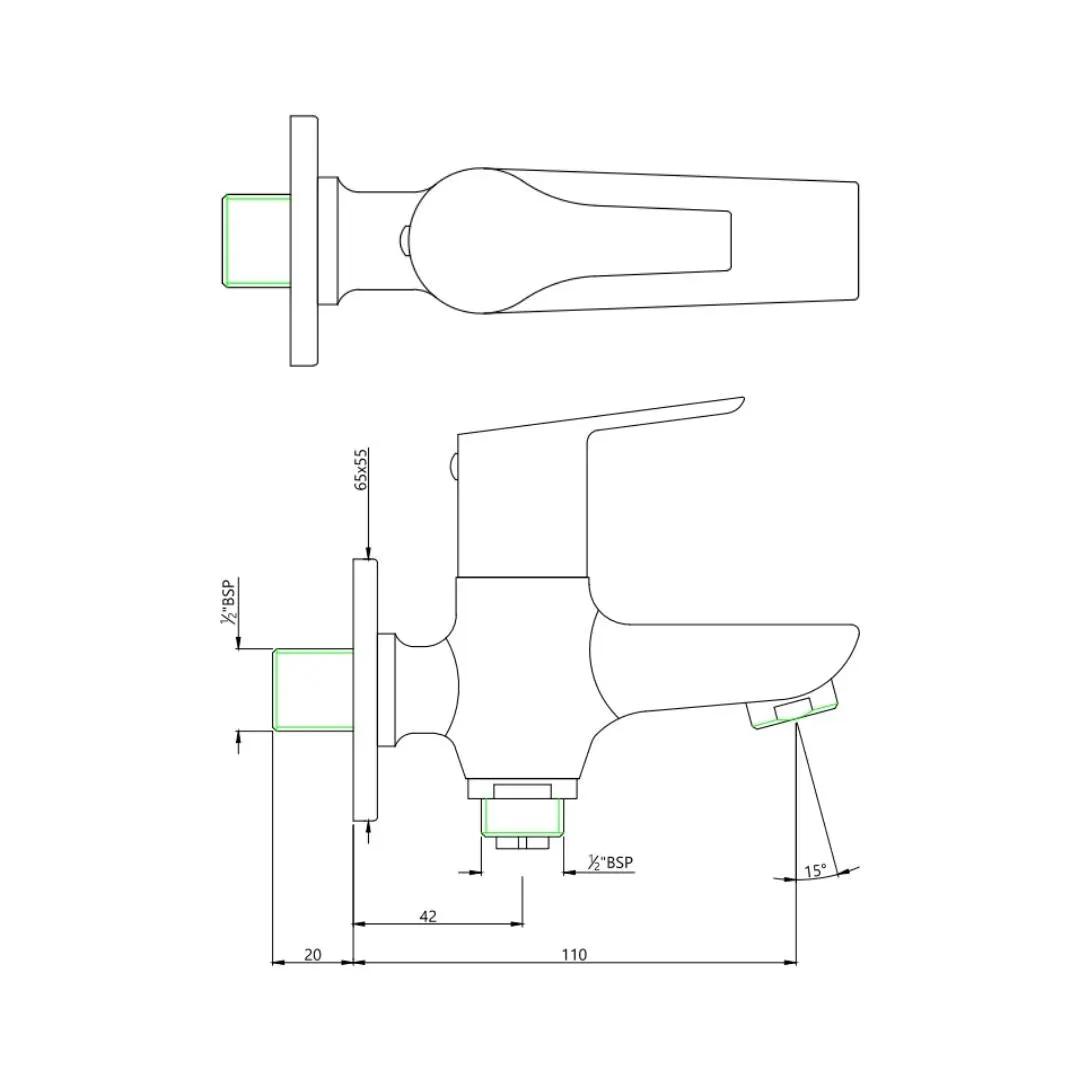 Essco wc area 2 way bib tap Aspire APR-CHR-101041 Chrome - image 2