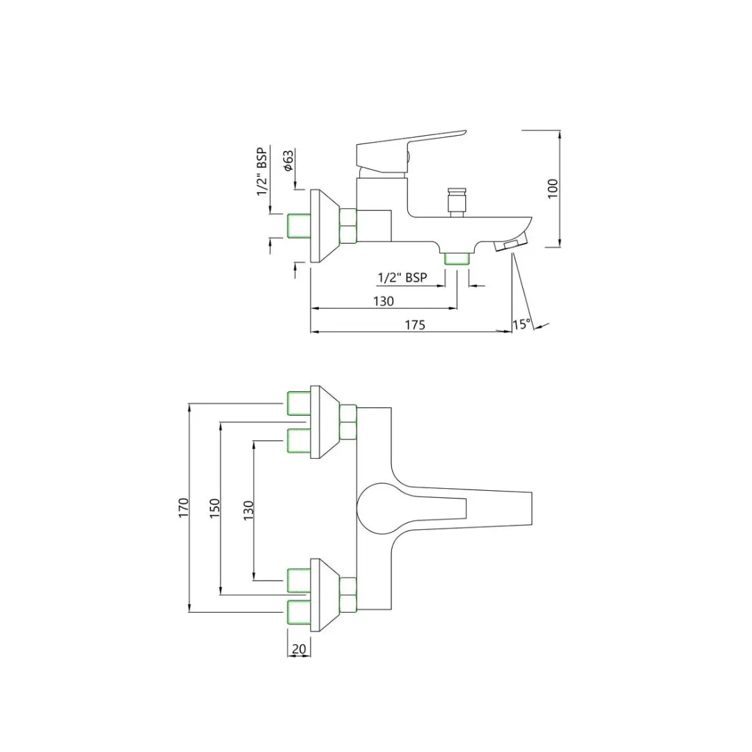 Essco 2 way diverter Aspire APR-CHR-101119 Chrome - image 2