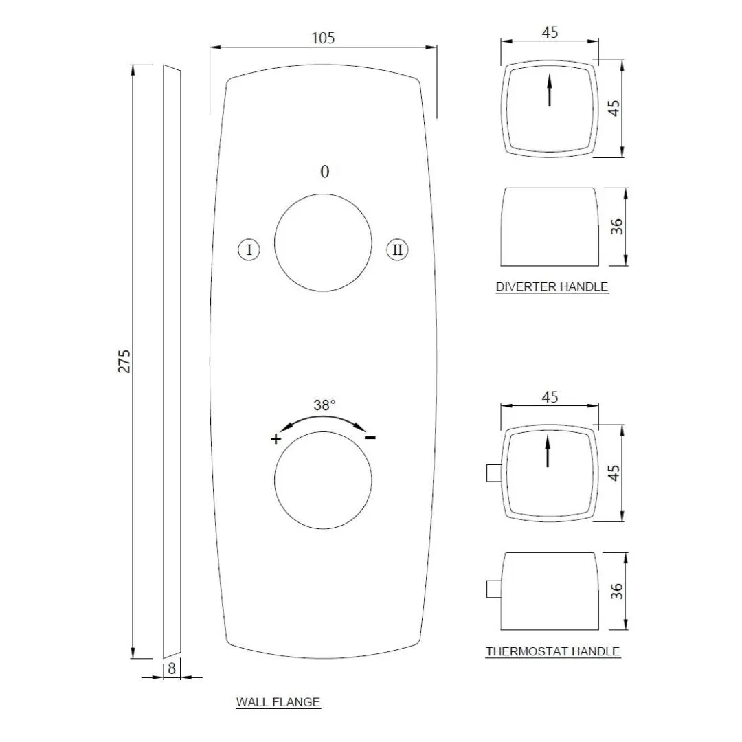 Jaquar 2 way thermostatic diverter normal flow ARC-CHR-87681NK Chrome - image 2