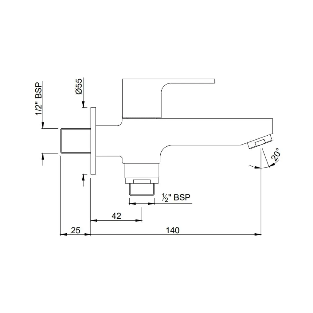 Jaquar wc area 2 way bib tap Aria ARI-CHR-39041 Chrome - image 2