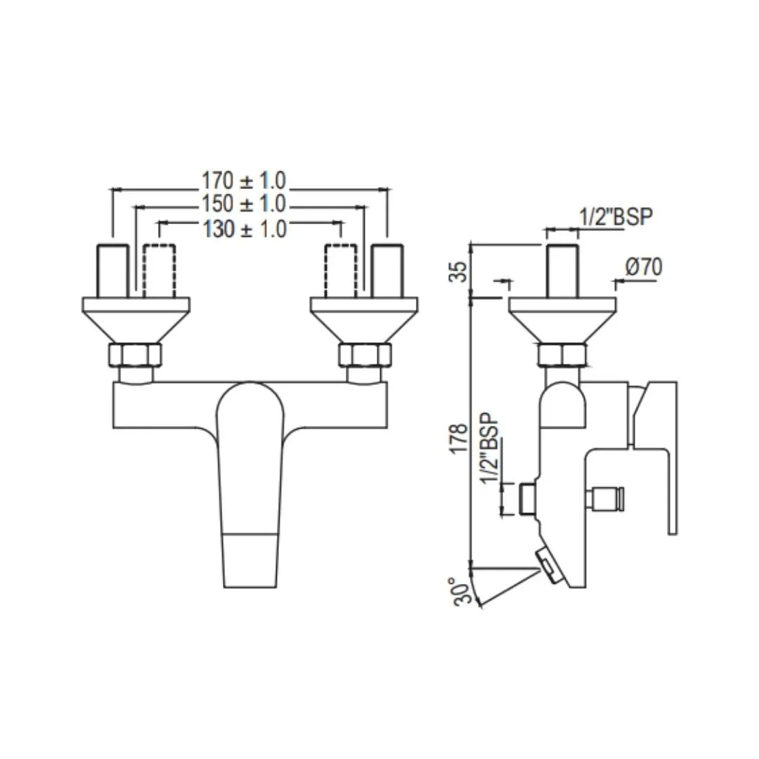Jaquar 2 way wall mixer Aria normal flow ARI-CHR-39119 Chrome - image 2