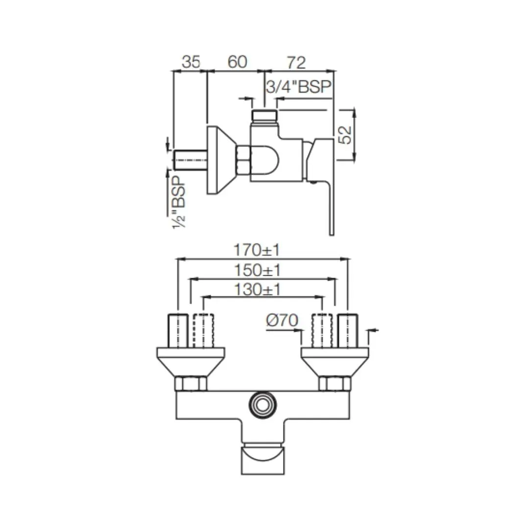 Jaquar 1 way wall mixer Aria normal flow ARI-CHR-39147 Chrome - image 2