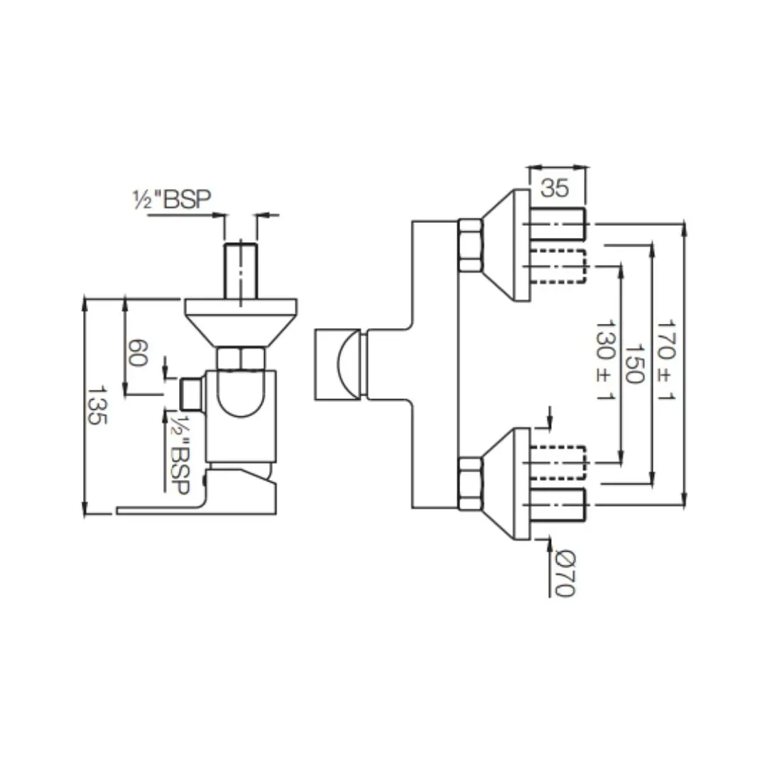 Jaquar 1 way wall mixer Aria normal flow ARI-CHR-39149 Chrome - image 2