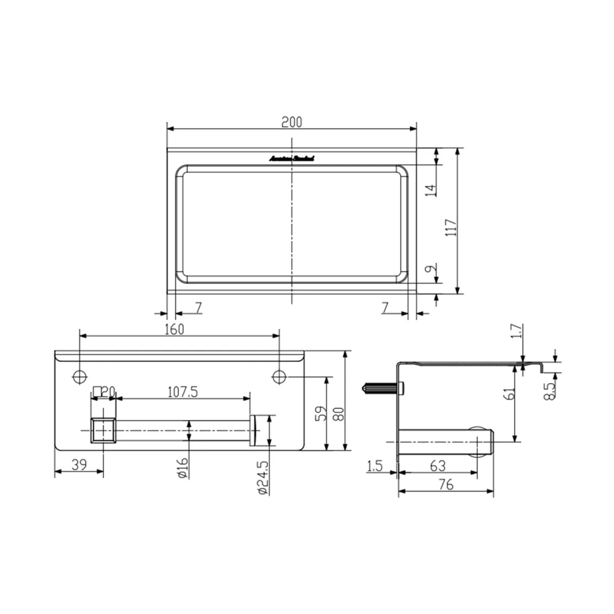 American Standard tissue holder Concept Square series FFAS0498-908A00BF0 FFAS0498-908A00BF0 Hard Graphite - image 2