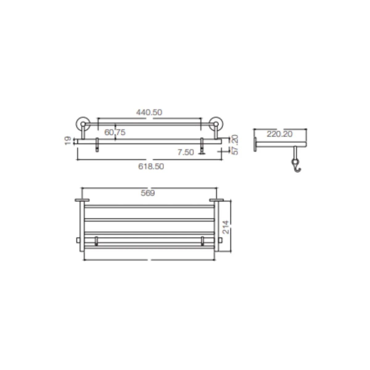 Parryware towel Rack Standard series T6008A1 T6008A1 Chrome - image 2