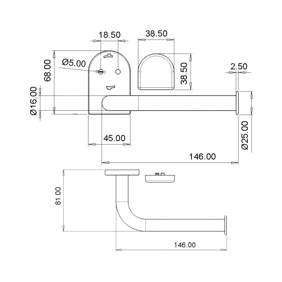 Parryware toilet roll holder Comfort series T6906A1 T6906A1 Chrome - image 2