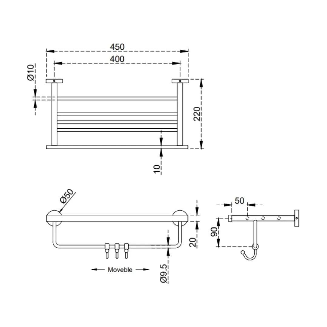 Cera towel rack Oakley Range series F5006102CH F5006102CH Chrome - image 2