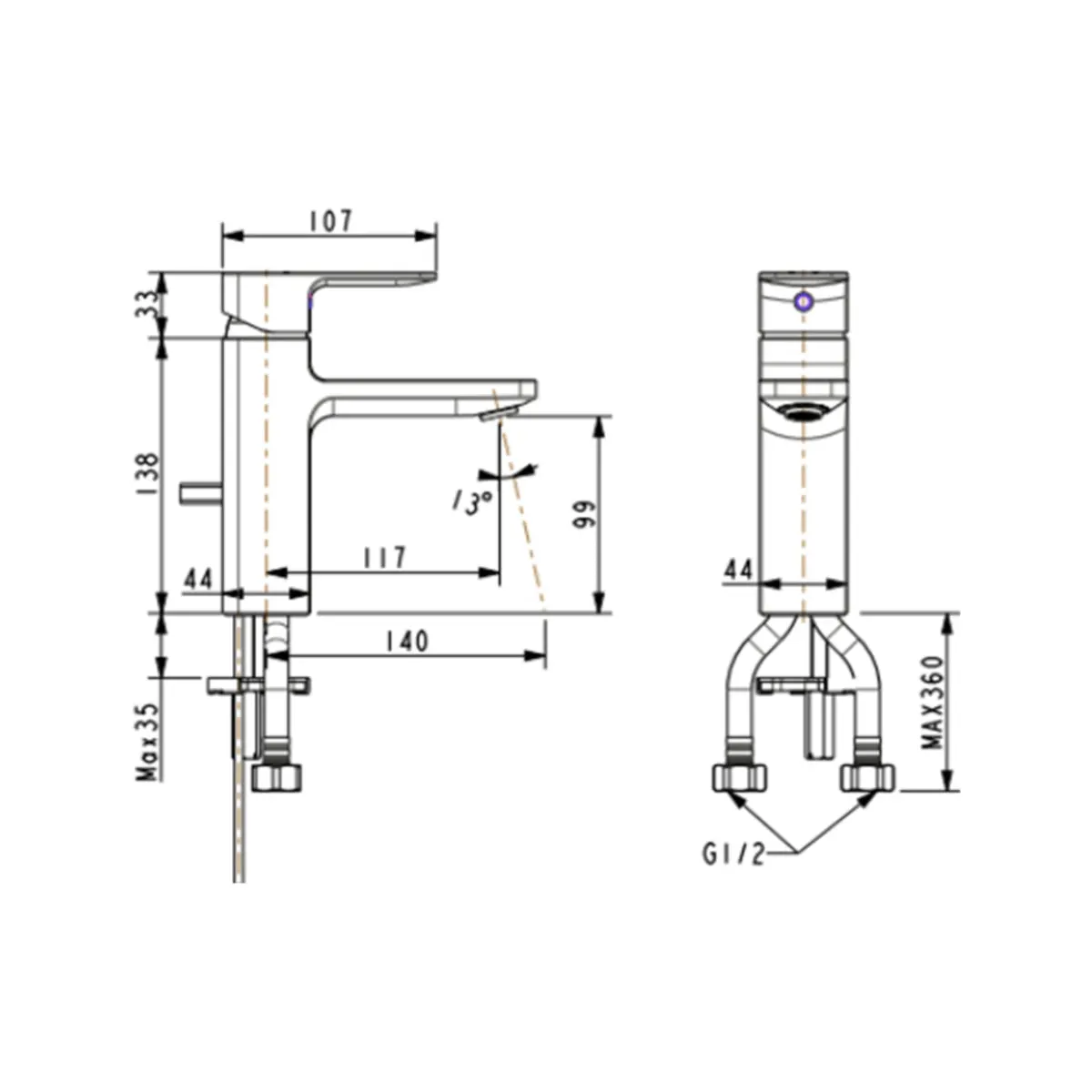 American Standard table mounted regular basin mixer acacia e FFAS1301-101DA0BF0 FFAS1301-101DA0BF0 Warm Sunset - image 5