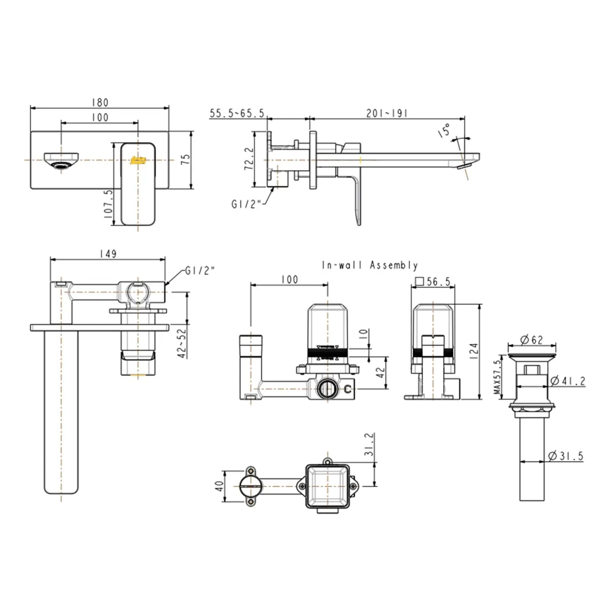 American Standard wall mounted basin mixer acacia e FFAS1304-101GL0BF0 FFAS1304-101GL0BF0 Cool Sunrise - image 5