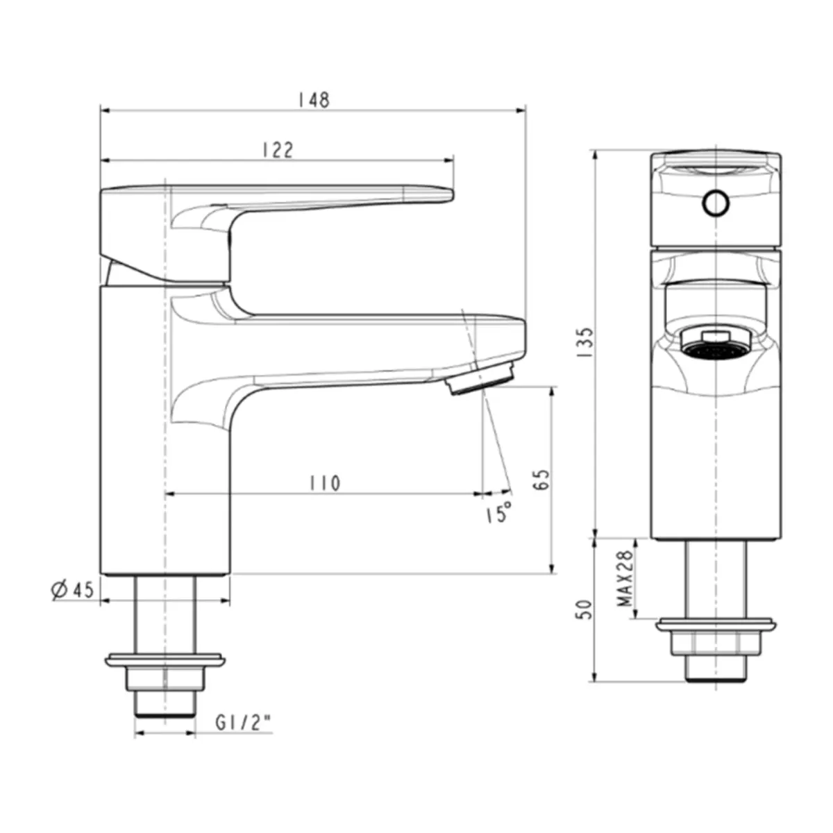 American Standard table mounted regular basin tap codie FFASB206-101500BF0 FFASB206-101500BF0 Chrome - image 2