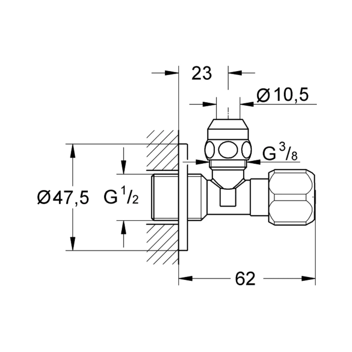Grohe basin area angle valve universal 2201700M 2201700M Chrome - image 2