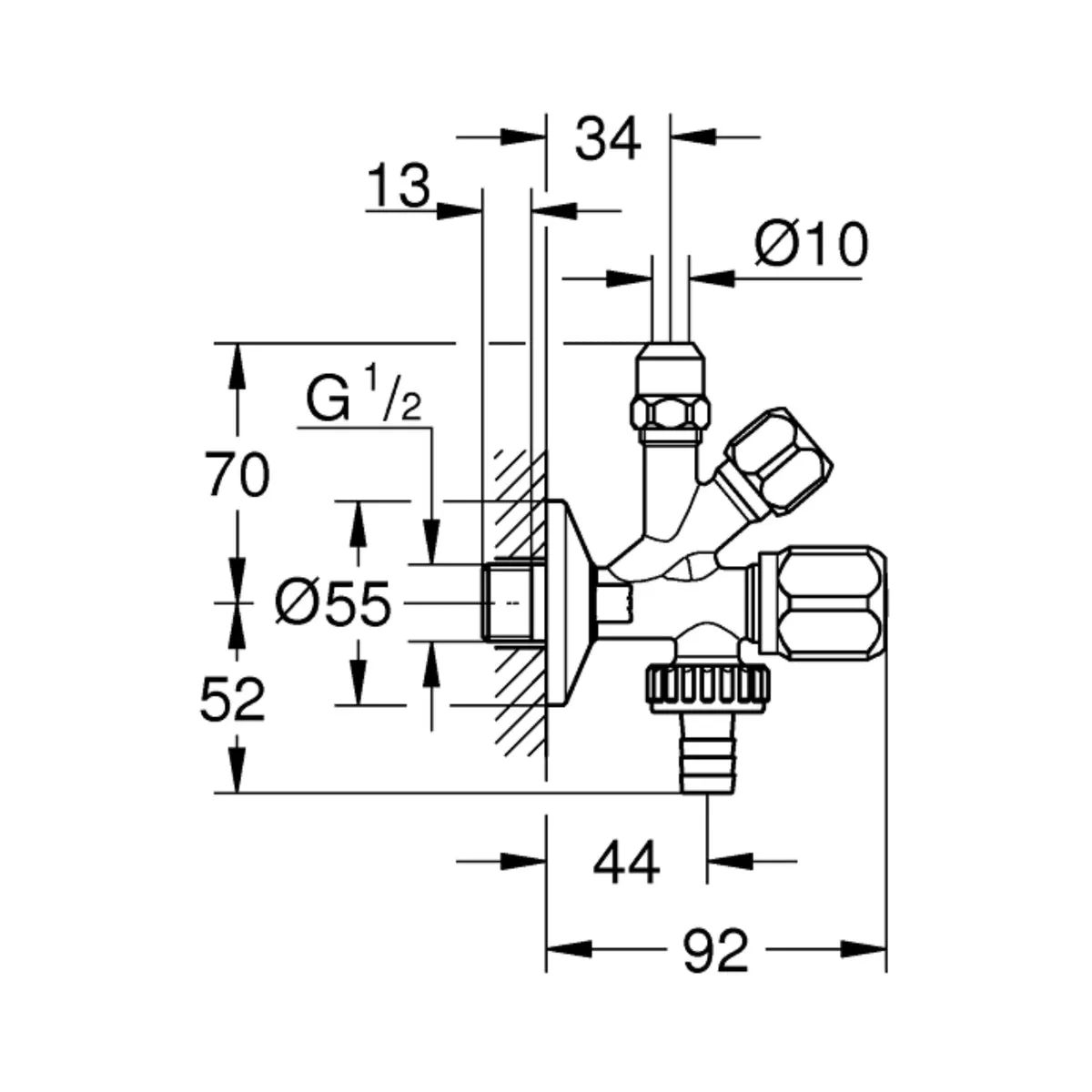Grohe basin area angle valve universal 22035000 22035000 Chrome - image 3
