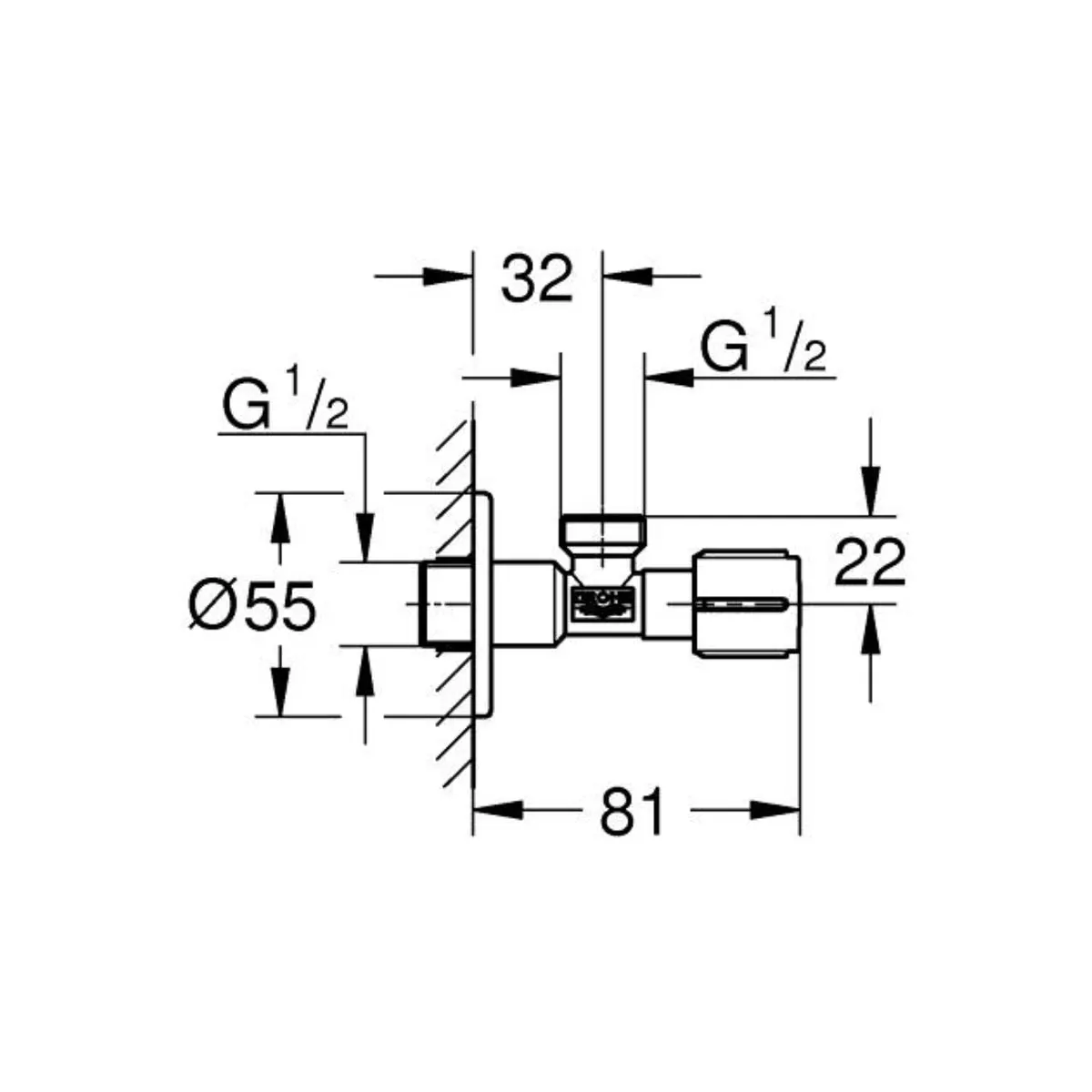 Grohe basin area angle valve 22041A00 22041A00 Hard Graphite - image 3