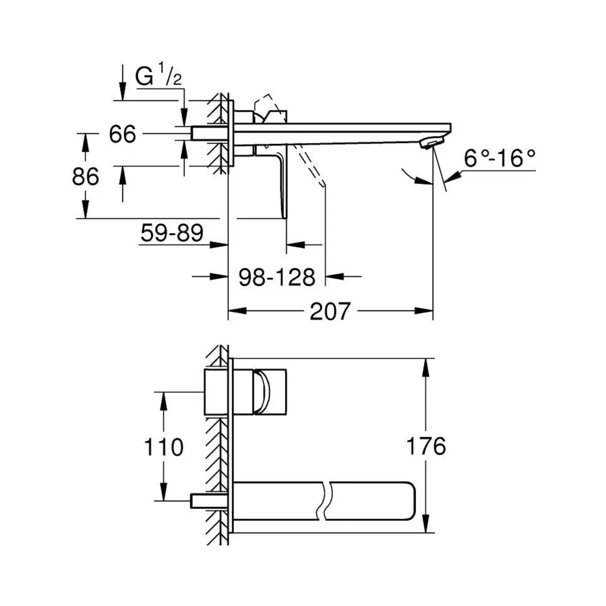 Grohe wall mounted basin mixer lineare 23444GL1 23444GL1 Cool Sunrise - image 5