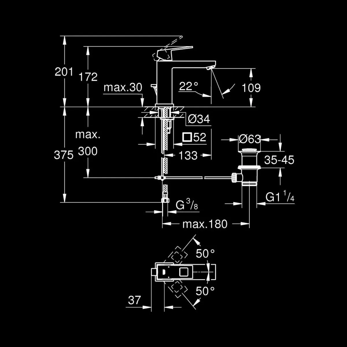 Grohe table mounted regular basin mixer eurocube 23445000 23445000 Chrome - image 2