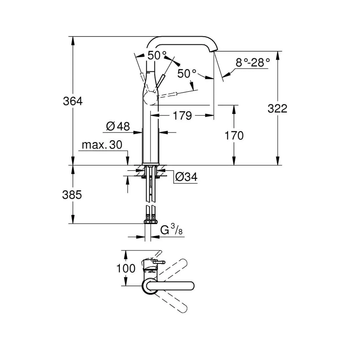 Grohe table mounted tall boy basin mixer essence 32901GL1 32901GL1 Cool Sunrise - image 2