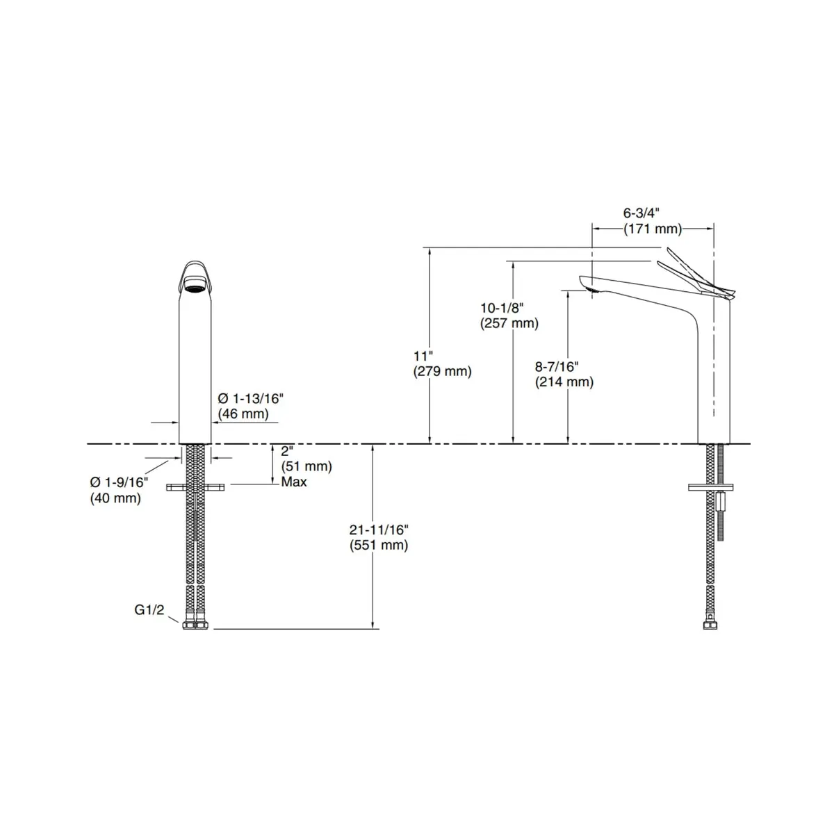 Kohler table mounted tall boy basin mixer fluence K-38887IN-4ND-BL 38887IN-4ND-BL Black Matt - image 2